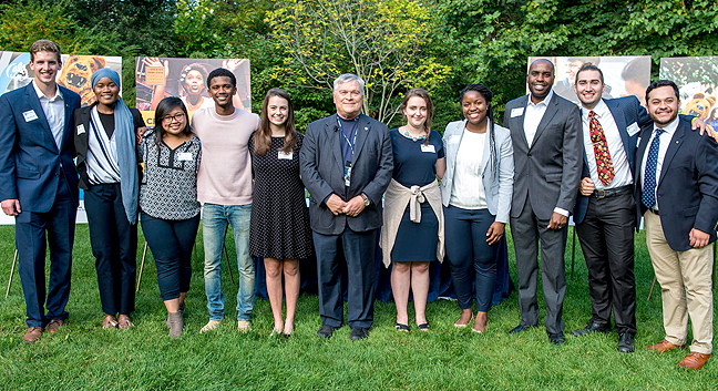 President Barron, Marcus Whitehurst, and Students