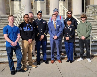 Veterans standing in front of Old Main Steps 2021